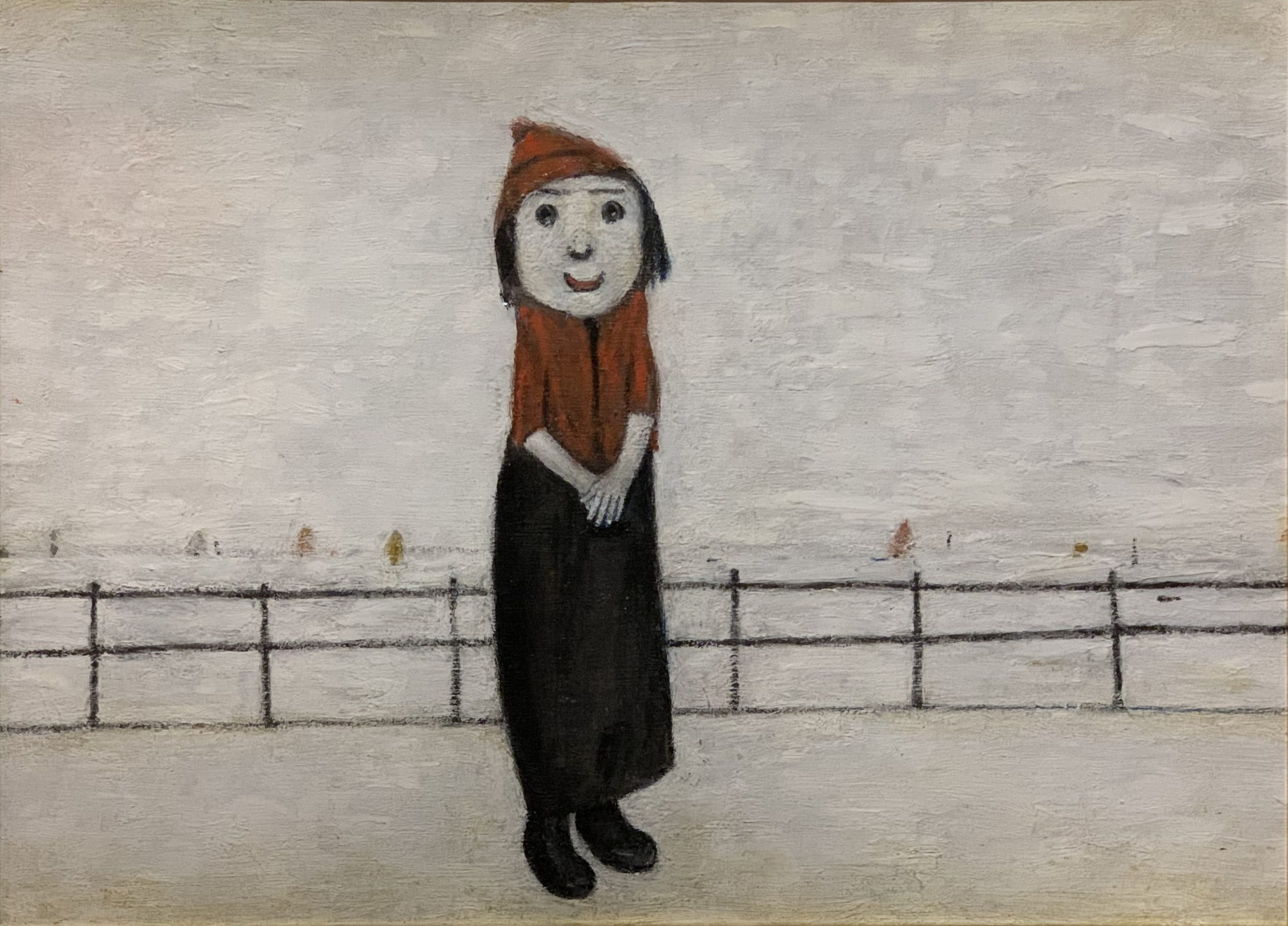 Girl in a Red Hat on a Promenade