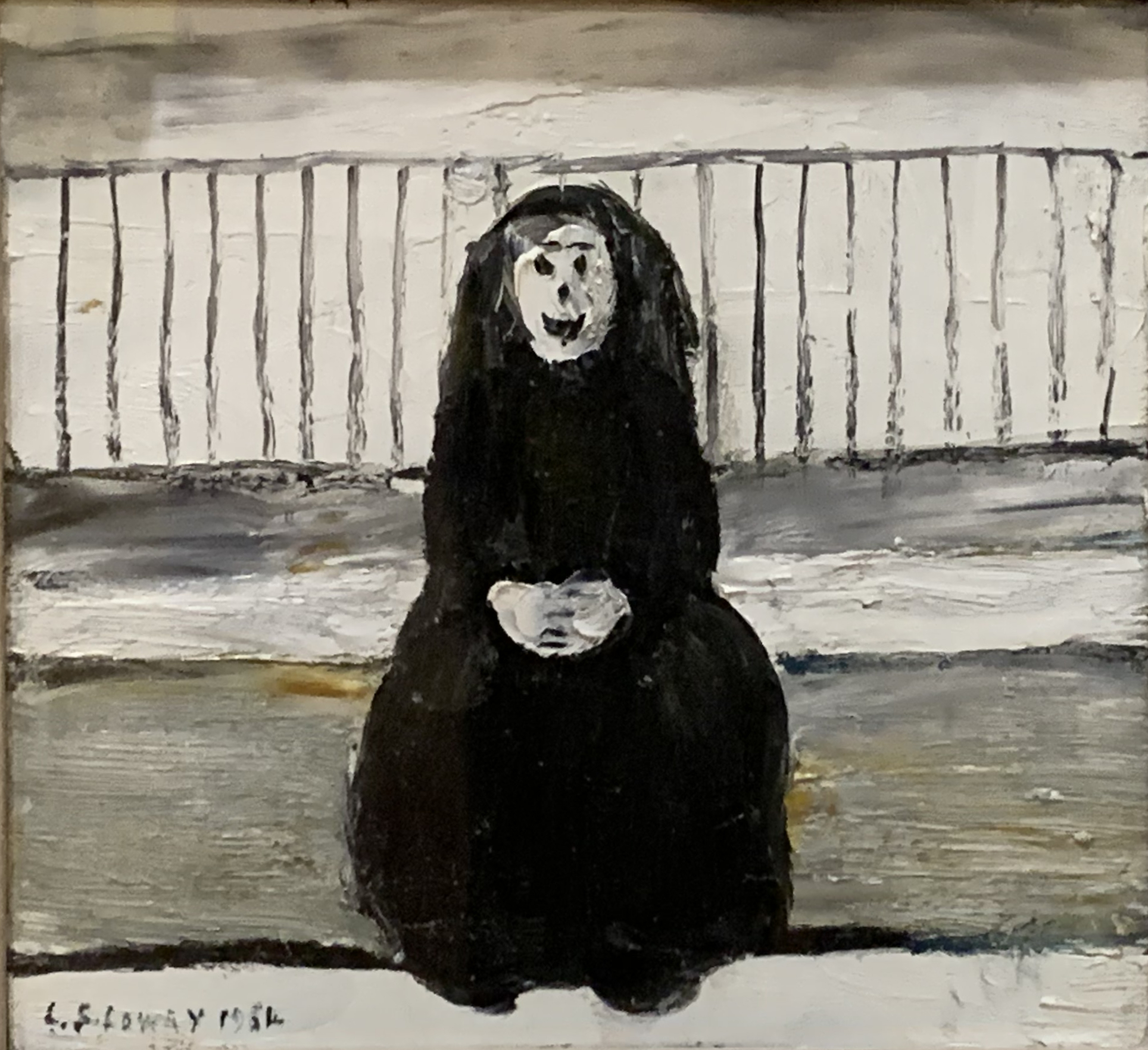 Seated woman / Girl by railings