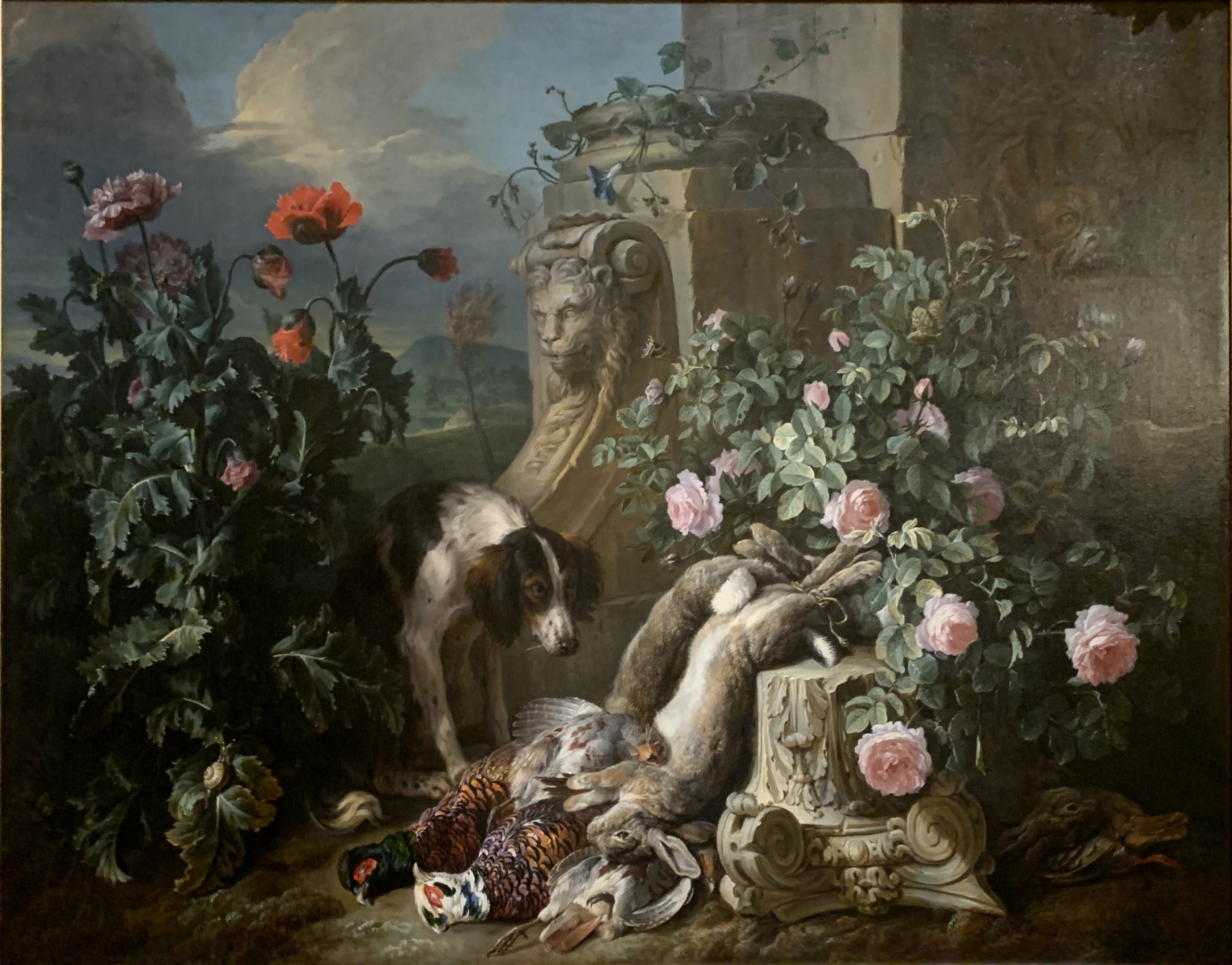 Dogs with Flowers and Dead Game