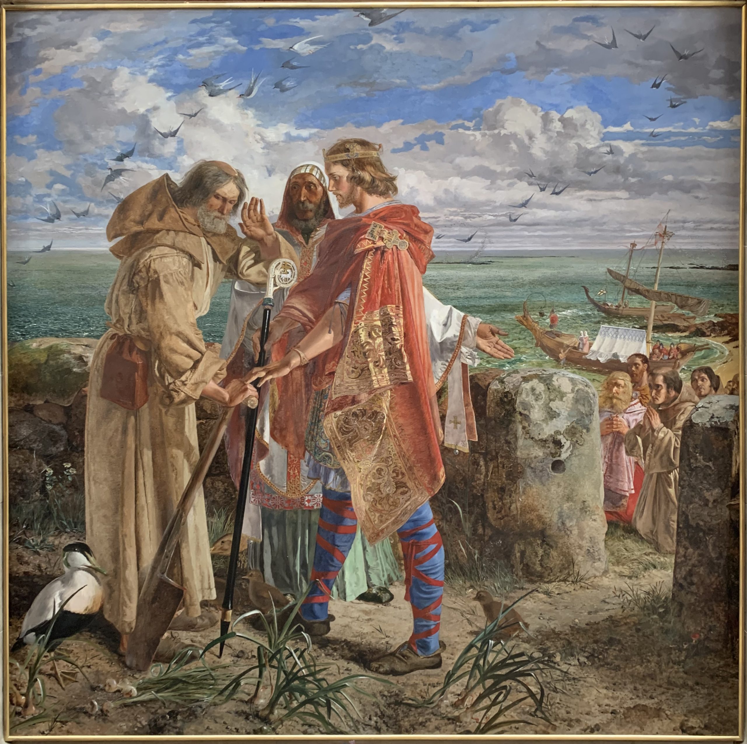 King Egfrid and Bishop Trumwine persuade Cuthbert to be made Bishop